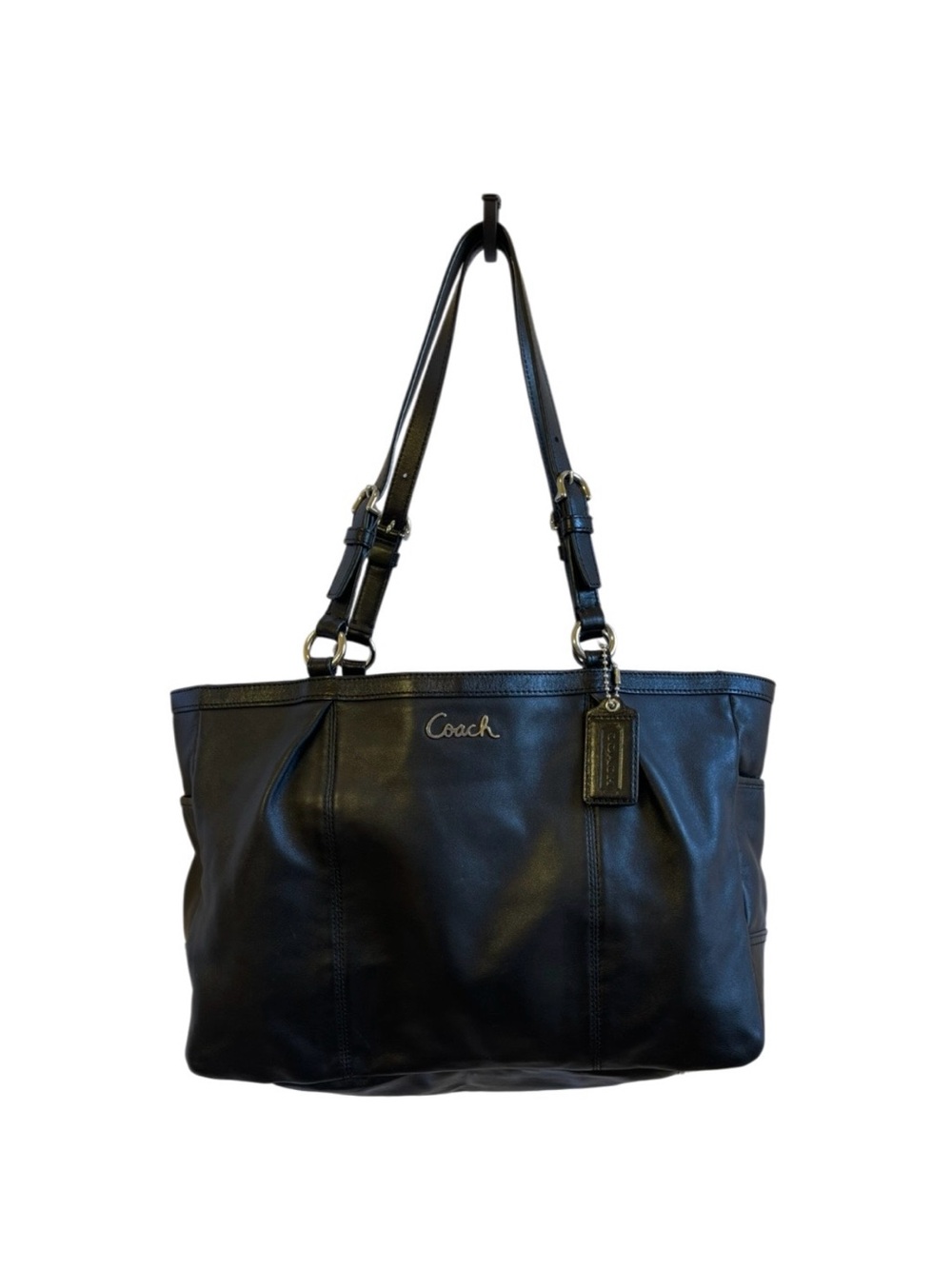 Coach Gallery East West Black Leather Tote Bag - Like New Condition